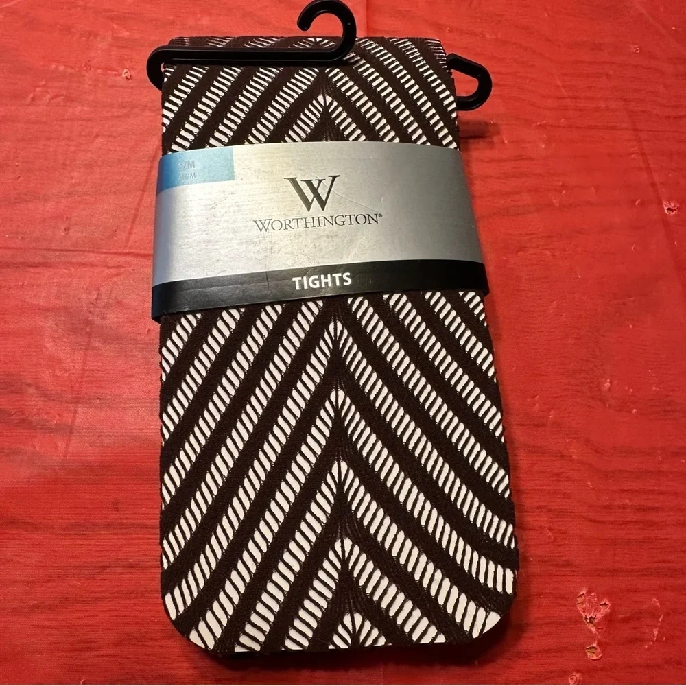 Worthington Brown and White Chevron Tights